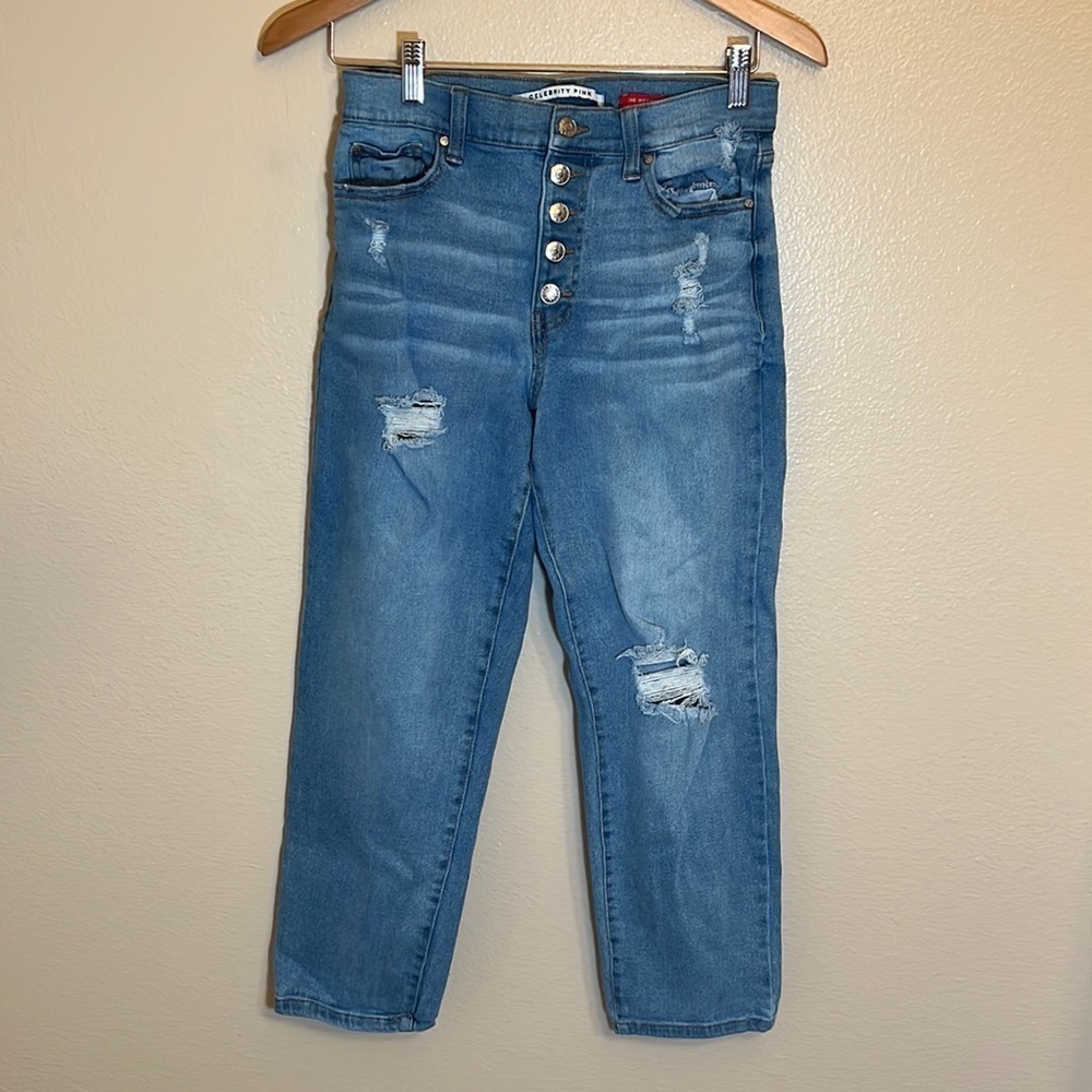 Celebrity Pink The Retro Button Fly High Rise Distressed Jeans